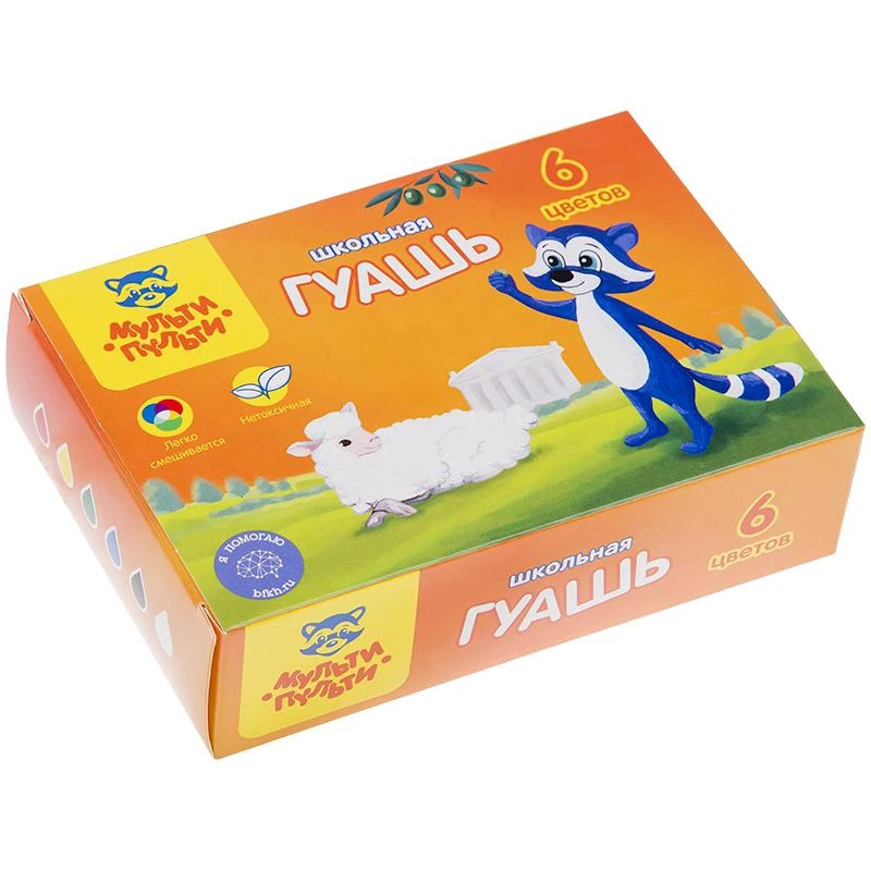 Гуашь "Енот в Греции" 06 цветов, 17,5мл. ГК_10268 Гуашь "Енот в Греции" 06 цветов, 17,5мл. ГК_10268