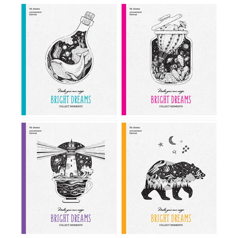 Тетрадь 96л., А5, клетка ArtSpace "Рисунки. Bright dreams", матовая