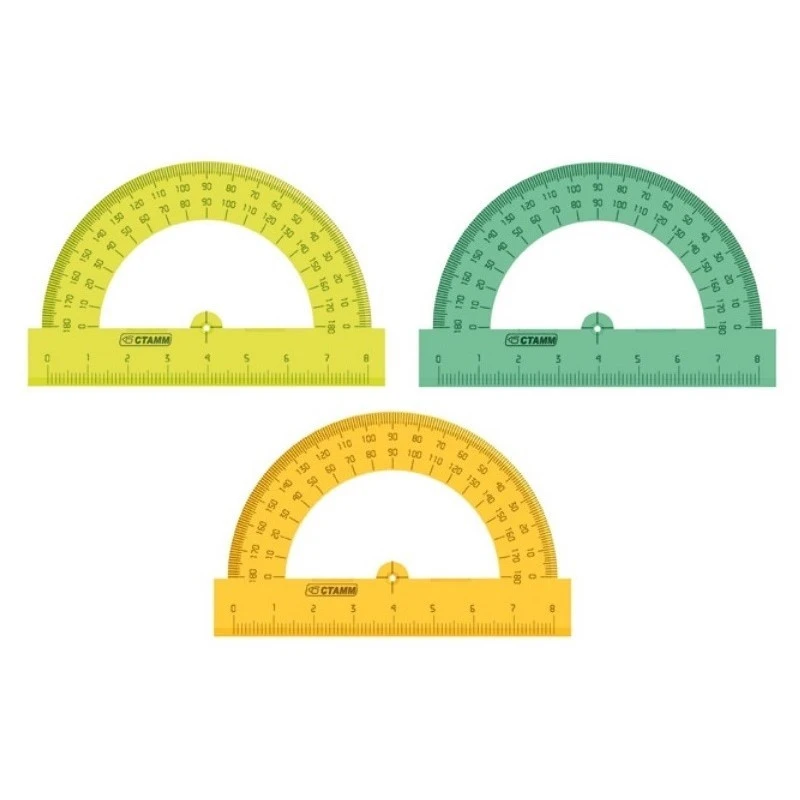 Транспортир 8см,прозр,флюор,пластик,ТР-01 штр.  4620000632962, 4620000637417