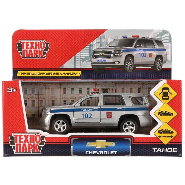 Машина металл CHEVROLET TAHOE ПОЛИЦИЯ длина 12 см, двери, багаж, инерц,