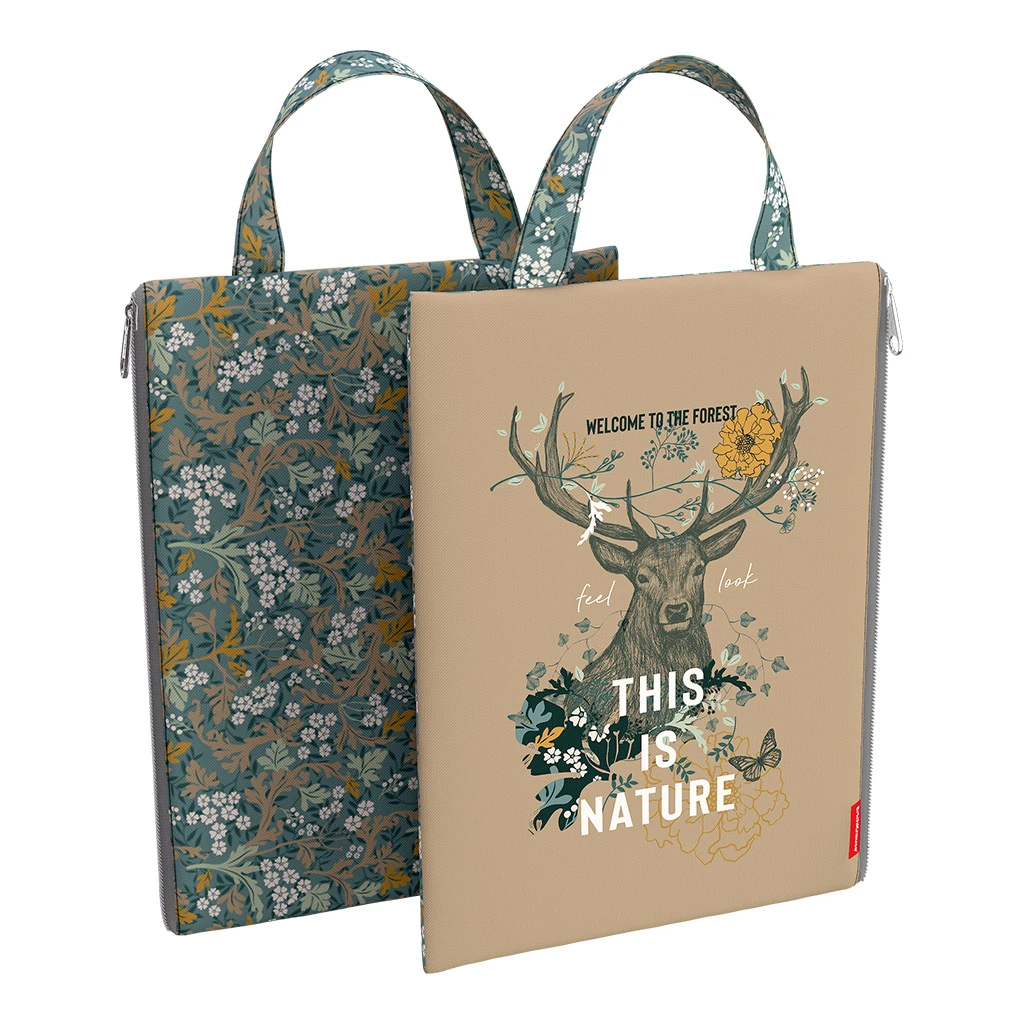 Папка текстильная на молнии, вертикальная ErichKrause® с ручкой Natural Life, A4