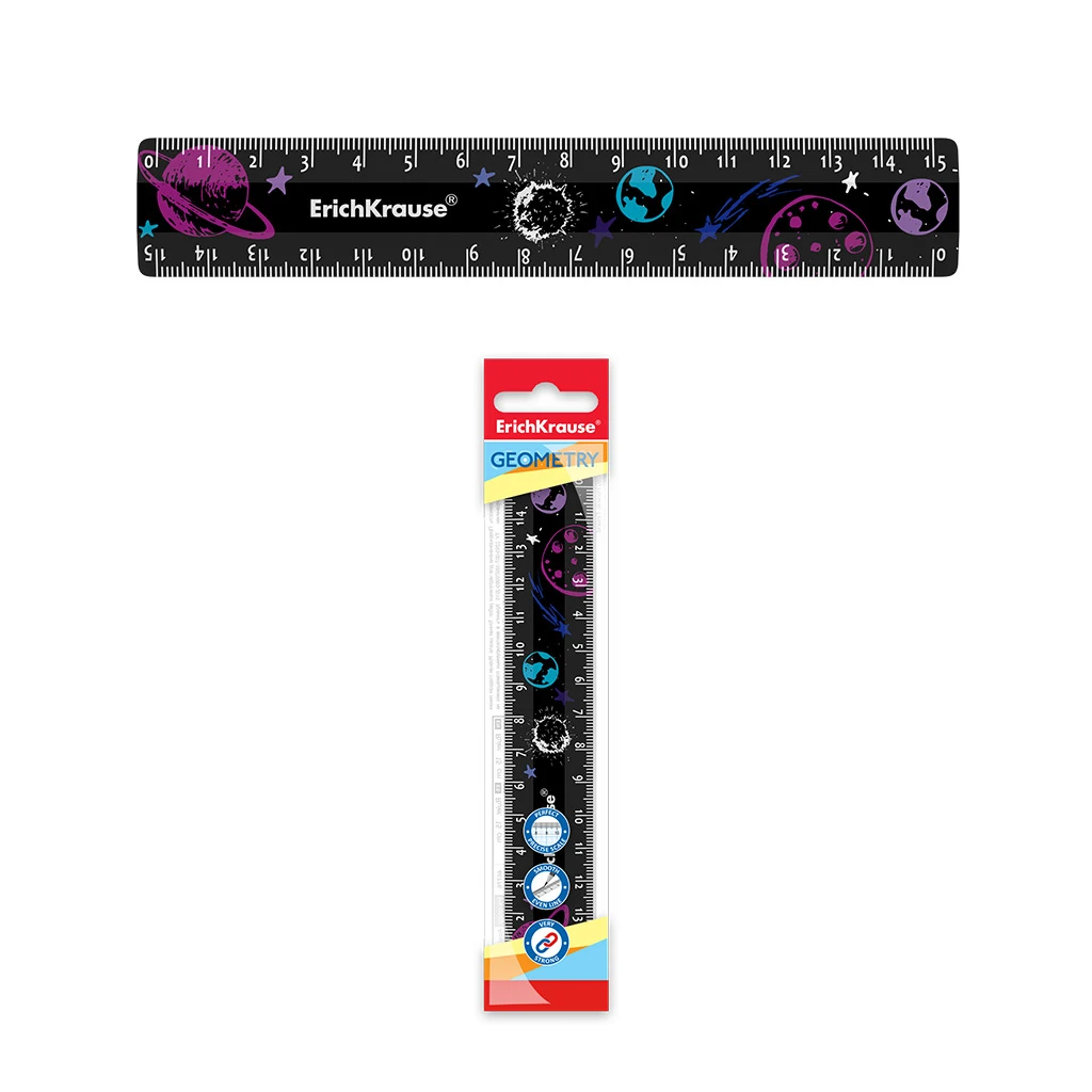 Линейка пластиковая ErichKrause® Spacewalk, 15см, во флоупаке