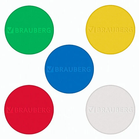 Магниты МОЩНЫЕ 30 мм, НАБОР 5 шт., ассорти, BRAUBERG "SUPER", 237478