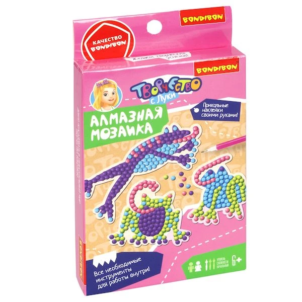 Набор для творчества BONDIBON. Алмазная мозаика. Наклейки ЛЯГУШКИ Набор для творчества BONDIBON. Алмазная мозаика. Наклейки ЛЯГУШКИ