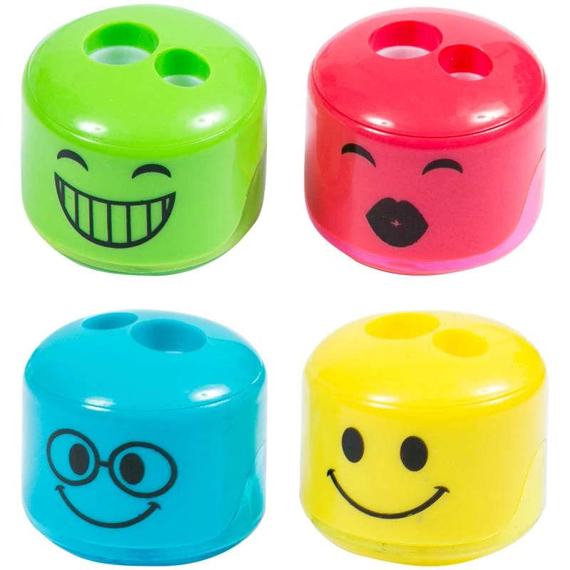 Точилка ArtSpace "Смайлик", 2 отверстия, контейнер, ассорти SH_19194