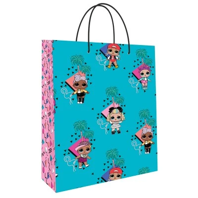 LOL. Пакет подарочный большой (бирюзовый с паттерном), 335*406*155 мм