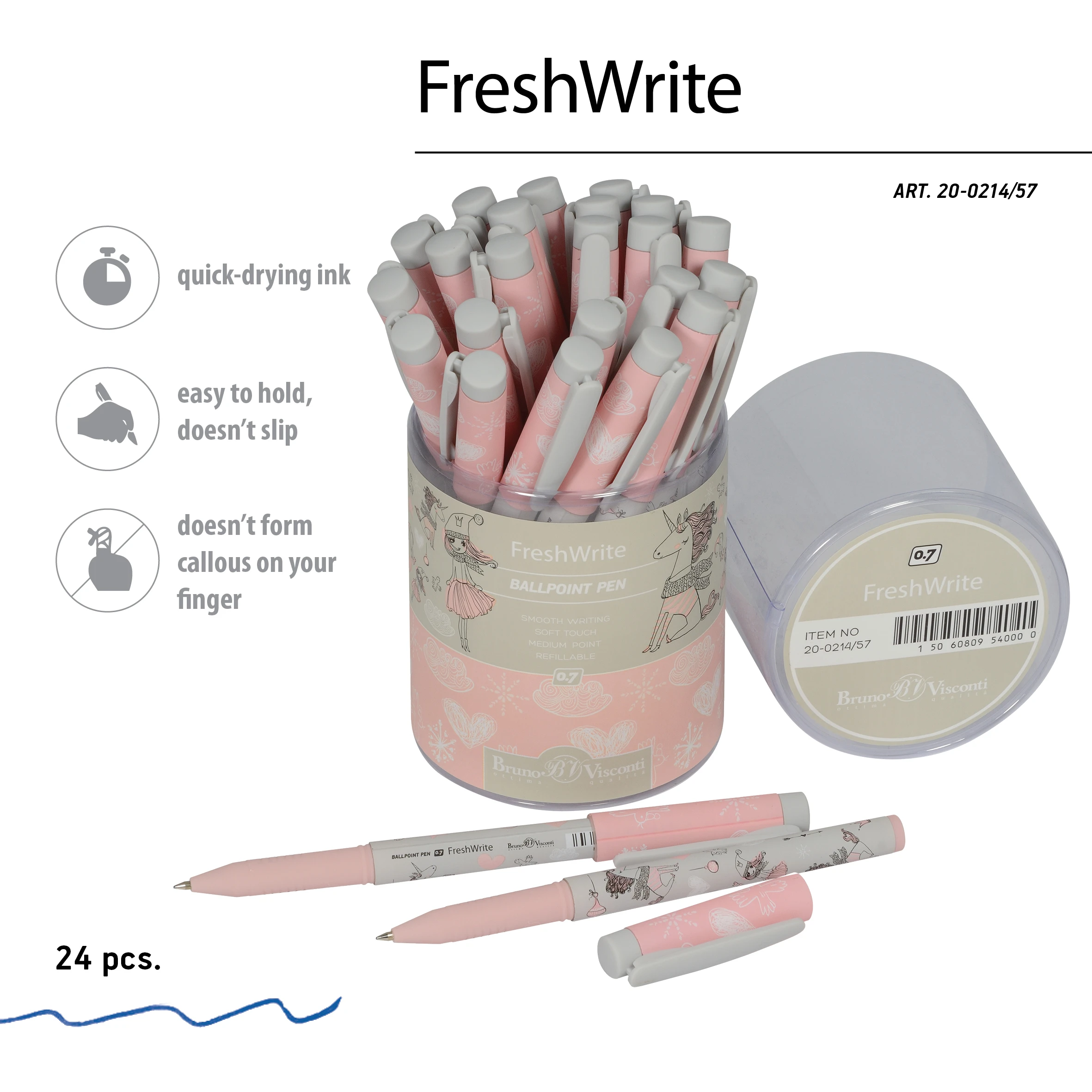 РУЧКА "FreshWrite. Девочка и Единорог. Сердечки" ШАРИКОВАЯ 0.7 ММ, РУЧКА "FreshWrite. Девочка и Единорог. Сердечки" ШАРИКОВАЯ 0.7 ММ,