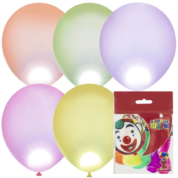 10"/25см Флуоресцентный ассорти со светодиодами 5шт