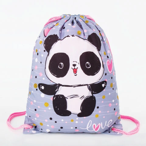 Сумка для обуви BRAUBERG PREMIUM, карман, подкладка, 43х33 см, Funny panda,
