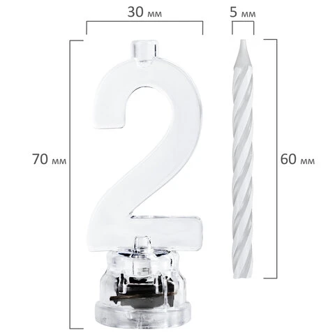 Цифра-подсвечник "2" светодиодная, ЗОЛОТАЯ СКАЗКА, в наборе 4 свечи 6 Цифра-подсвечник "2" светодиодная, ЗОЛОТАЯ СКАЗКА, в наборе 4 свечи 6