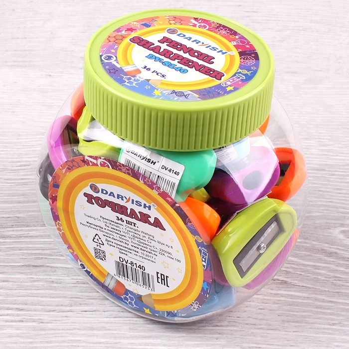 Точилка пластиковая "Darvish" ассорти, в пластиковой банке Точилка пластиковая "Darvish" ассорти, в пластиковой банке