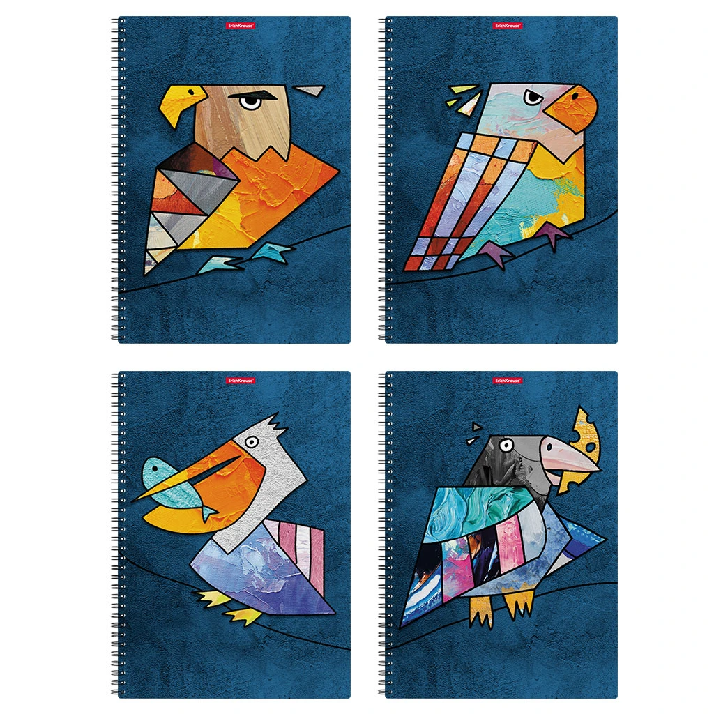 Тетрадь общая с пластиковой обложкой на спирали Erich Krause Birds, ассорти, А4, Тетрадь общая с пластиковой обложкой на спирали Erich Krause Birds, ассорти, А4,