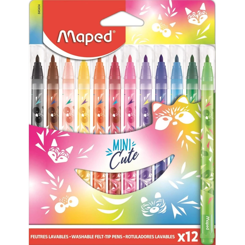 Фломастеры Maped MINI CUTE 12 цветов, смываемые, 845404