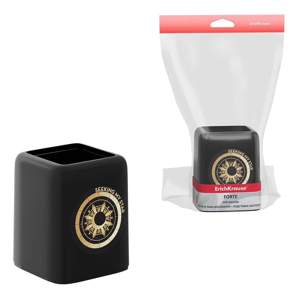 Подставка настольная пластиковая Erich Krause® Forte, Magic Sky, черный Подставка настольная пластиковая Erich Krause® Forte, Magic Sky, черный
