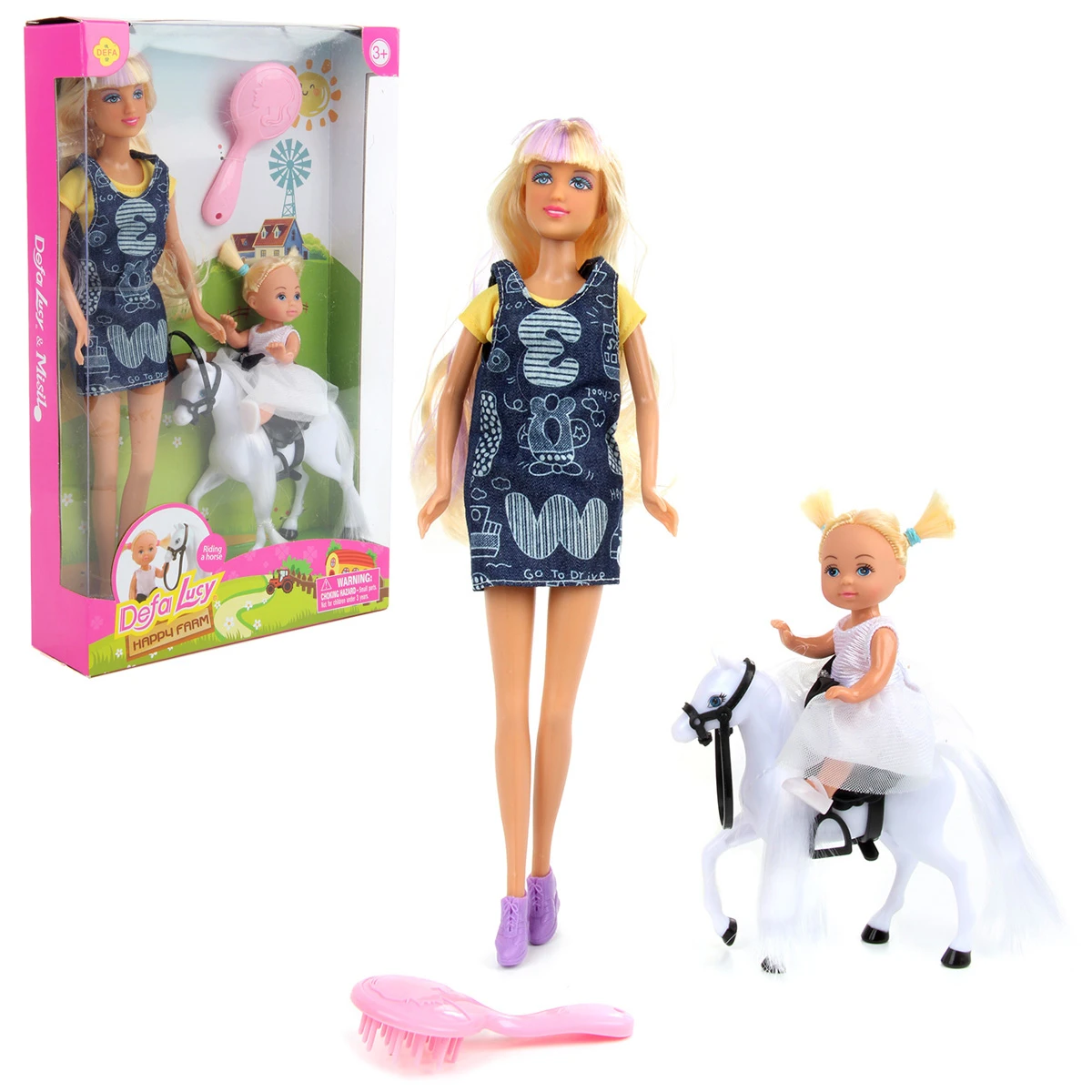 Кукла Люси с малышкой на лошади, 29 см. Кукла Люси с малышкой на лошади, 29 см.