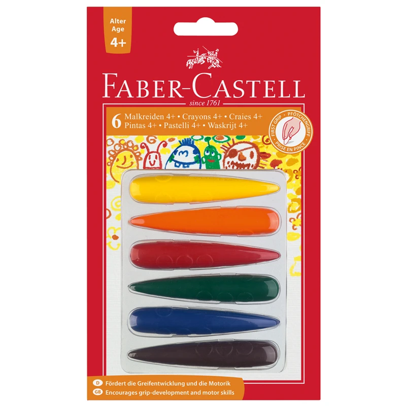 Мелки восковые Faber-Castell 06цв., фигурные, блистер, европодвес Мелки восковые Faber-Castell 06цв., фигурные, блистер, европодвес