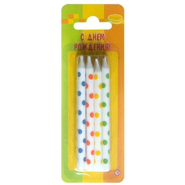 Свечи Белые в горошек 9см 12шт