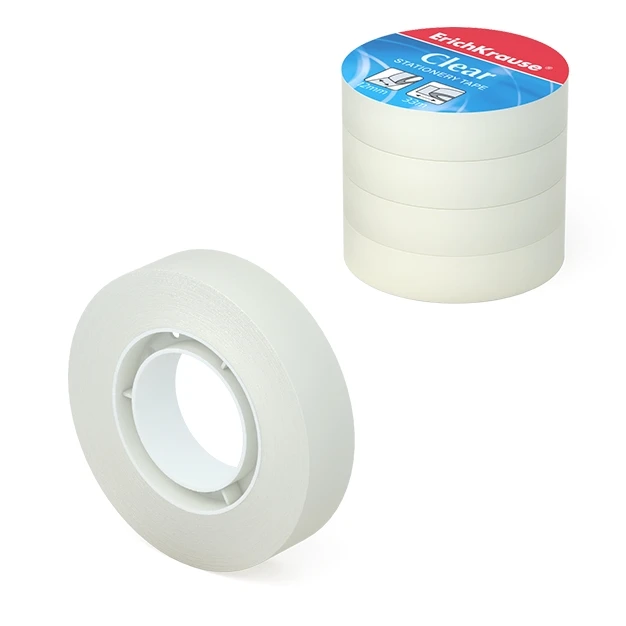 Клейкая лента Erich Krause Clear, 12ммх33м (в пленке по 4 шт.)