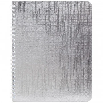 Бизнес-тетрадь А5, 96л, кл, греб, обл.бумвинил, бл.офсет METALLIC Серебро 058964 Бизнес-тетрадь А5, 96л, кл, греб, обл.бумвинил, бл.офсет METALLIC Серебро 058964