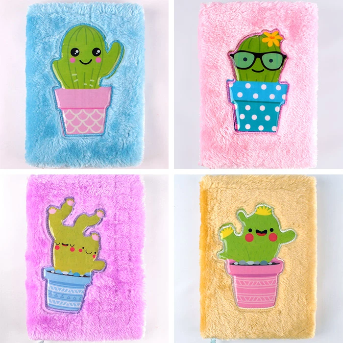 Блокнот 12,3*18,3см 80л "меховой" с рисунком "кактус"