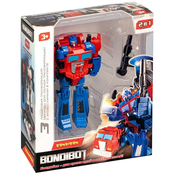 Трансформер 2в1 BONDIBOT робот-грузовой автомобиль, метал. детали, быстрая