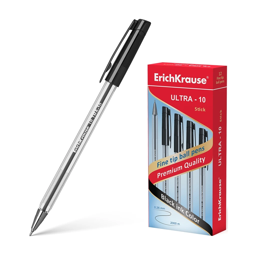 Ручка шариковая Erich Krause ULTRA-10, цвет чернил черный (в коробке по 12 шт.) Ручка шариковая Erich Krause ULTRA-10, цвет чернил черный (в коробке по 12 шт.)
