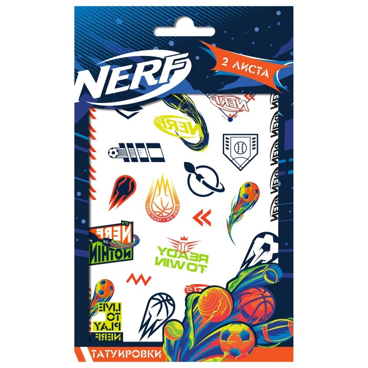 Наклейки-татуировки "NERF", 2 листа, дизайн2 Наклейки-татуировки "NERF", 2 листа, дизайн2