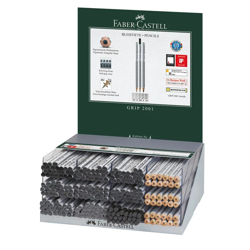 Карандаш ч/г Faber-Castell "Grip 2001" трехгран., заточен., дисплей. Карандаш ч/г Faber-Castell "Grip 2001" трехгран., заточен., дисплей.