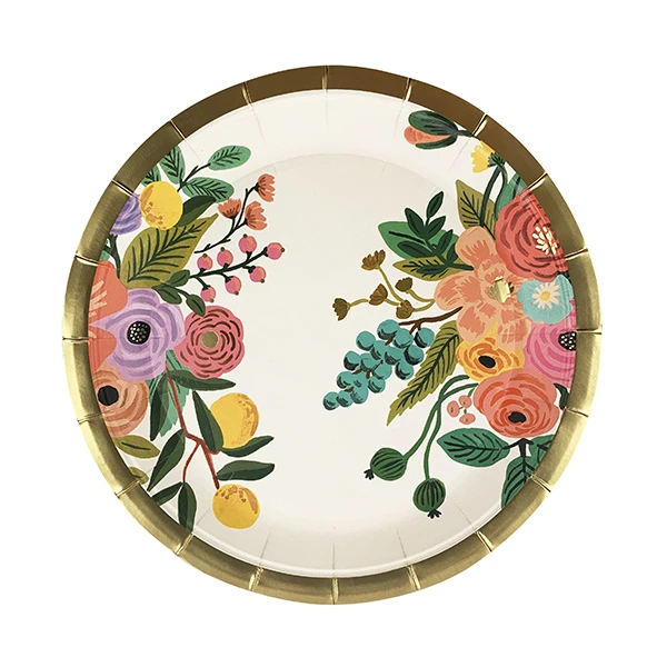 Тарелки Цветы 23 см 6 шт бумажные ламинированные