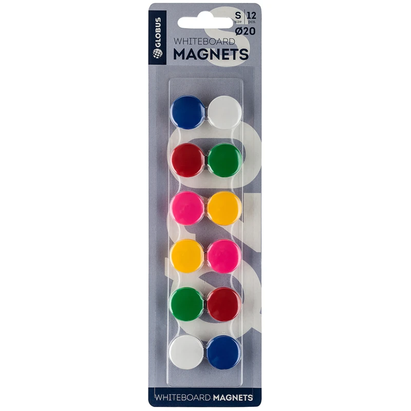 Магнит для досок Globus 20мм, 12шт., ассорти, блистер Магнит для досок Globus 20мм, 12шт., ассорти, блистер