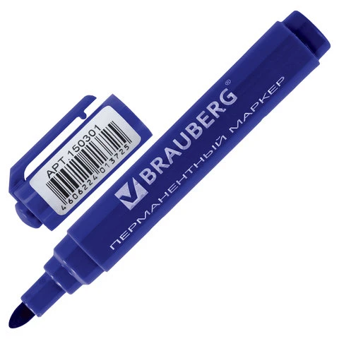 Маркер перманентный (нестираемый) BRAUBERG "Classic", СИНИЙ, круглый Маркер перманентный (нестираемый) BRAUBERG "Classic", СИНИЙ, круглый