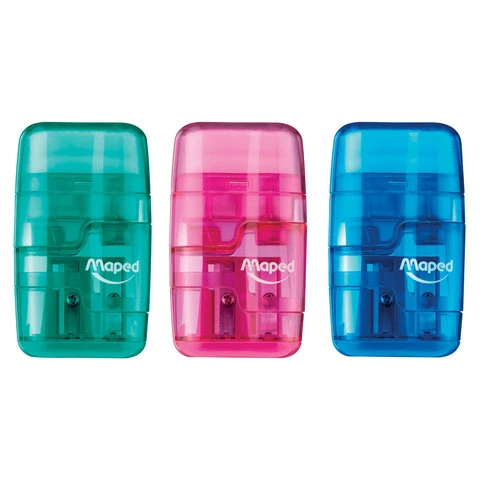 Точилка MAPED "Connect", 2 отверстия, со стират. резинкой, с Точилка MAPED "Connect", 2 отверстия, со стират. резинкой, с