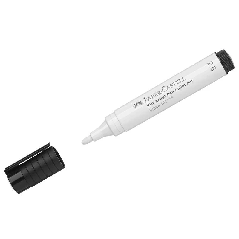 Ручка капиллярная Faber-Castell "Pitt Artist Pen Bullet Nib" белая, Ручка капиллярная Faber-Castell "Pitt Artist Pen Bullet Nib" белая,