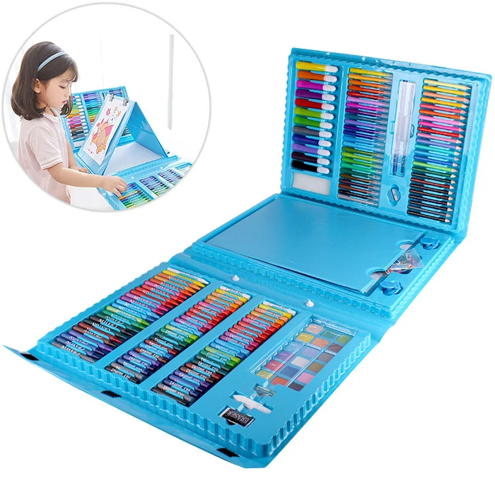 Набор для юного художника 208 предметов в чемодане с мольбертом