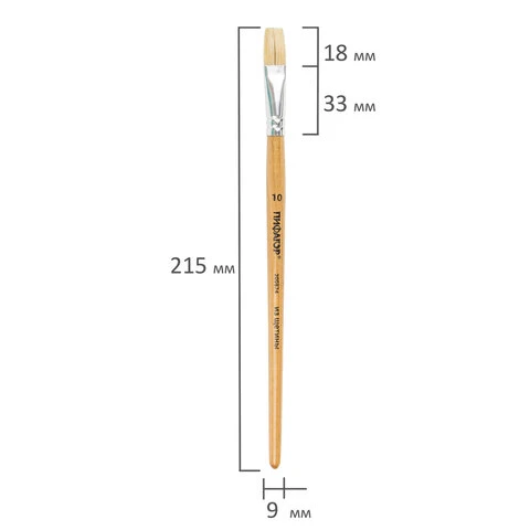 Кисть ПИФАГОР, щетина, плоская, № 10, 200874