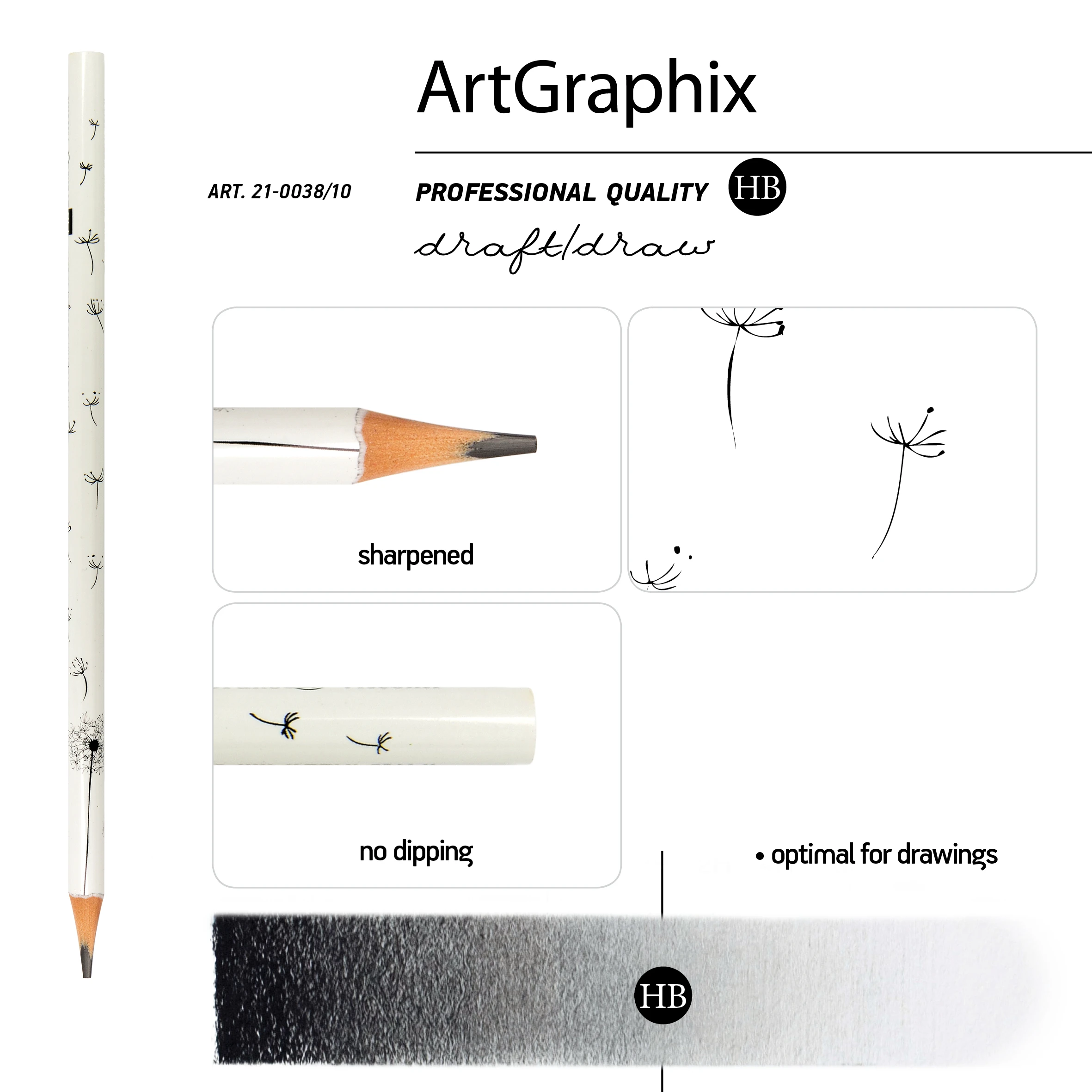 КАРАНДАШ ЧЕРНОГРАФИТОВЫЙ "ArtGraphix. Одуванчики" НВ (пластиковый КАРАНДАШ ЧЕРНОГРАФИТОВЫЙ "ArtGraphix. Одуванчики" НВ (пластиковый