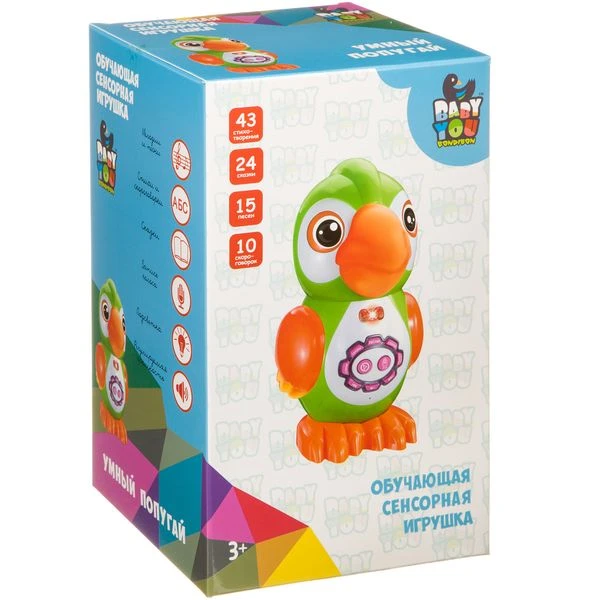 Умный попугай BABY YOU Bondibon, свет.,музык.,обучающие функций, сенсор. кнопки,