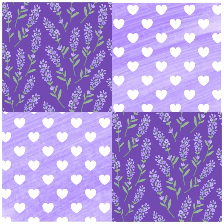 Салфетки бумажные трехслойные Лавандовое сердце, 33*33 см, 20 штук