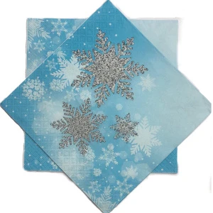 Салфетки Снежинки 33х33 см., 12 штук