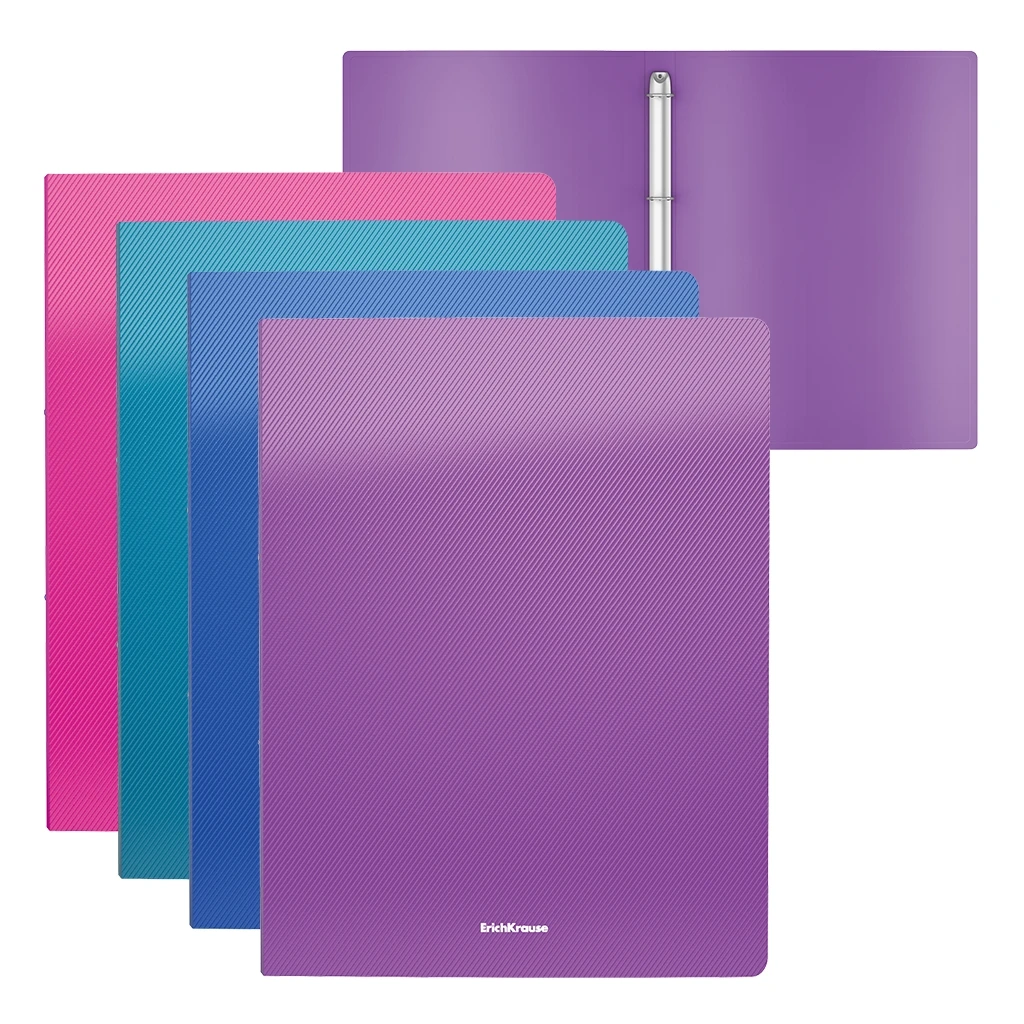 Папка на 4 кольцах пластиковая Erich Krause Diagonal Vivid, 24мм, A4, ассорти (в Папка на 4 кольцах пластиковая Erich Krause Diagonal Vivid, 24мм, A4, ассорти (в