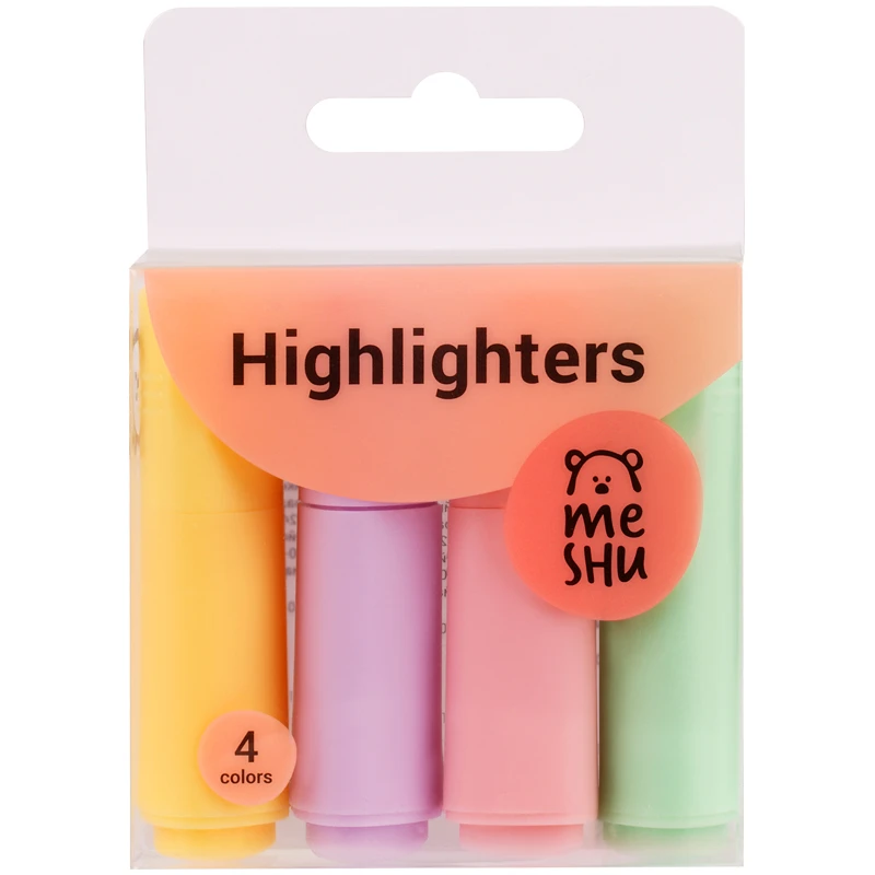 Набор текстовыделителей MESHU "Pomadka", 4 цв., 1-3мм, мини,