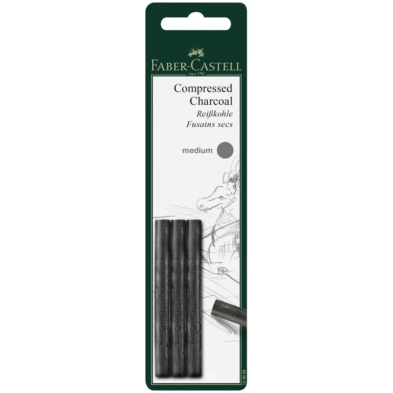Уголь прессованный Faber-Castell "Pitt", круглый, 3шт., блистер Уголь прессованный Faber-Castell "Pitt", круглый, 3шт., блистер