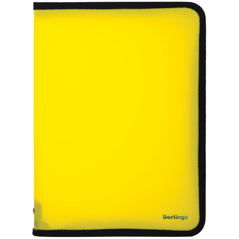 Папка на молнии Berlingo, А4, 500мкм, желтый неон