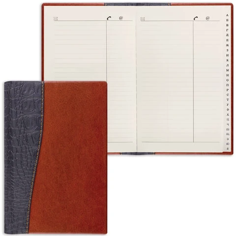 Телефонная книжка А5, 136х202 мм, 96 л., BRAUBERG, вырубной алфавит,