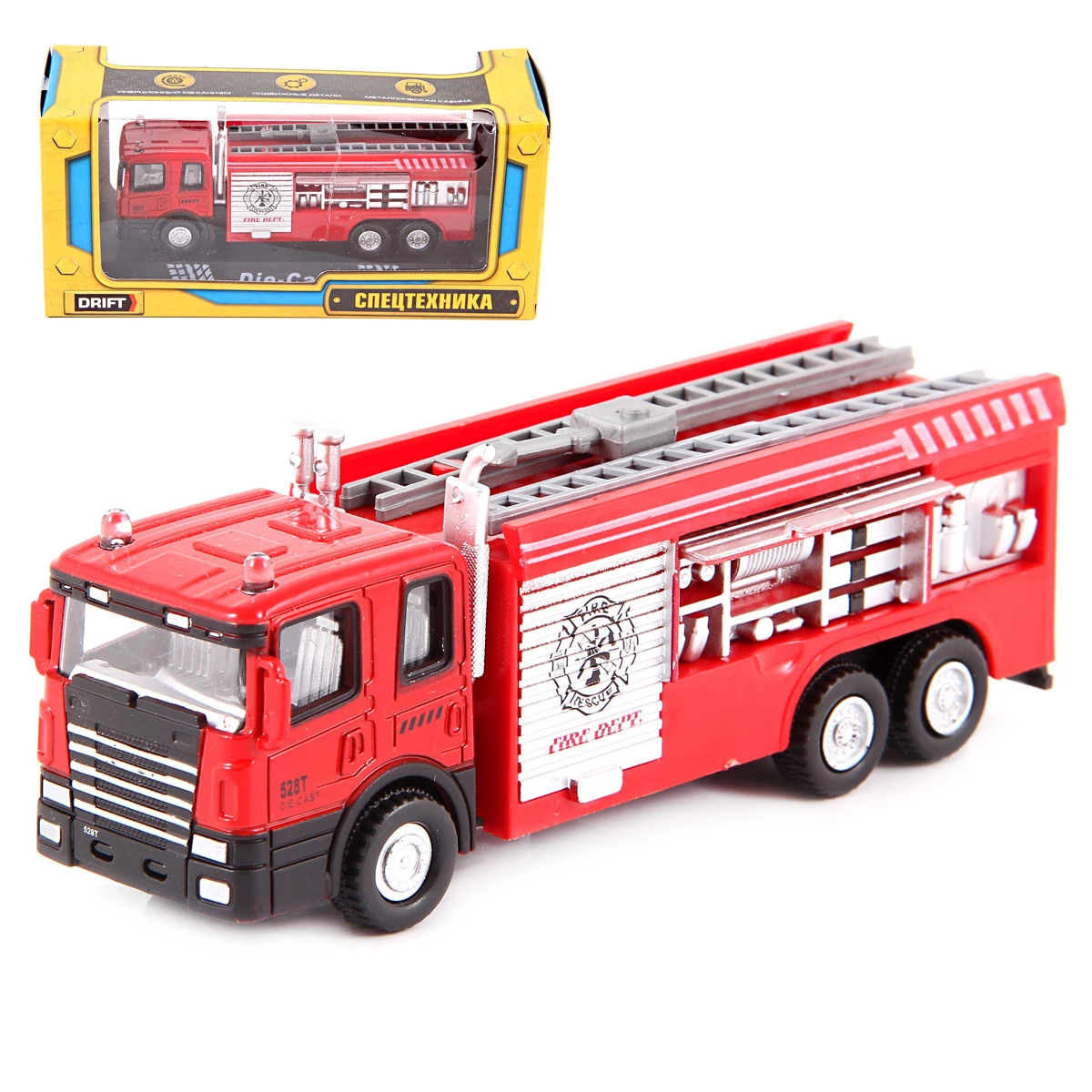 Машина спецтехника FIRE RESCUE 1:48, метал. кабина, инерционная Машина спецтехника FIRE RESCUE 1:48, метал. кабина, инерционная