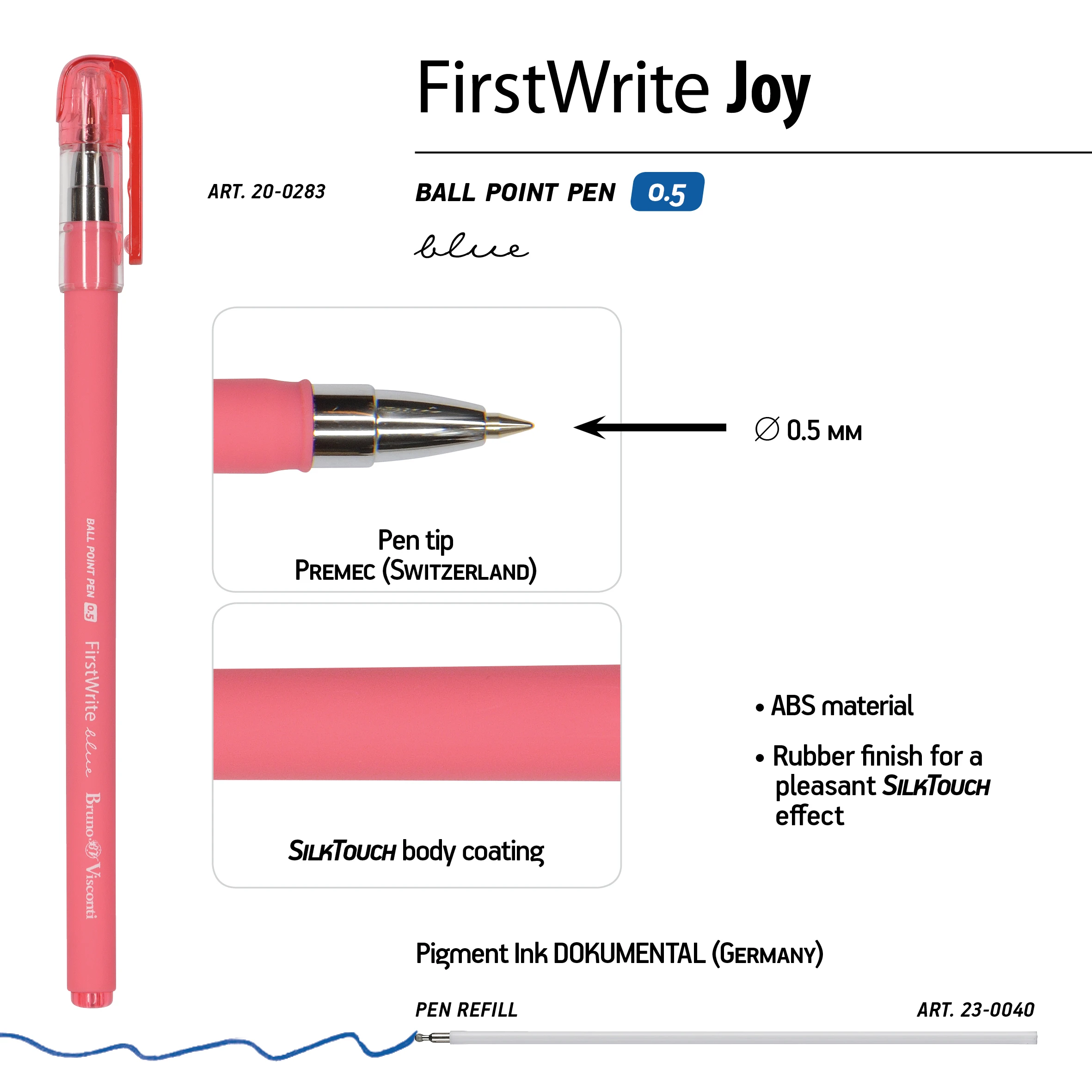 РУЧКА "FirstWrite. Joy" ШАРИКОВАЯ 0.5 ММ, СИНЯЯ (3 цвета корпуса) РУЧКА "FirstWrite. Joy" ШАРИКОВАЯ 0.5 ММ, СИНЯЯ (3 цвета корпуса)
