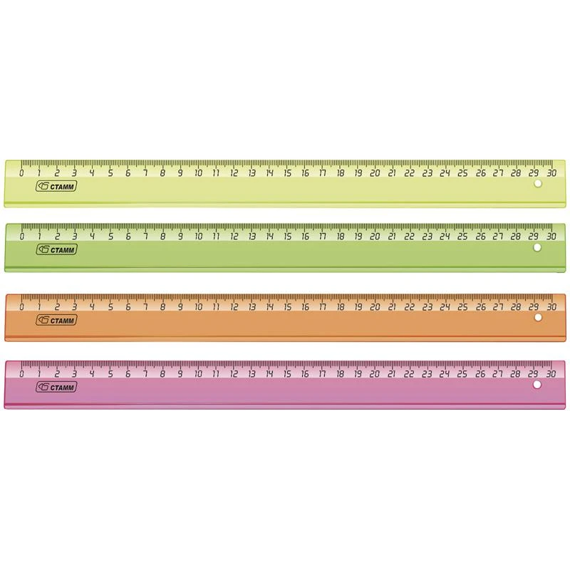 Линейка 30см, прозрачная флуоресцентная: ЛН32 штр.:  4620000630333