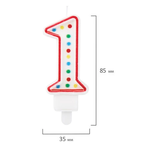 Свеча-цифра для торта "1" ДВУСТОРОННЯЯ с конфетти, 8,5 см, ЗОЛОТАЯ