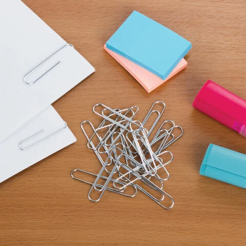 Скрепки большие 50 мм гладкие 50 шт., STAFF "EVERYDAY", металлические,