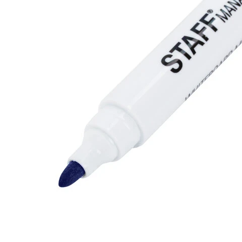 Маркер стираемый для белой доски на магните со стирателем, СИНИЙ, 3 мм, STAFF Маркер стираемый для белой доски на магните со стирателем, СИНИЙ, 3 мм, STAFF